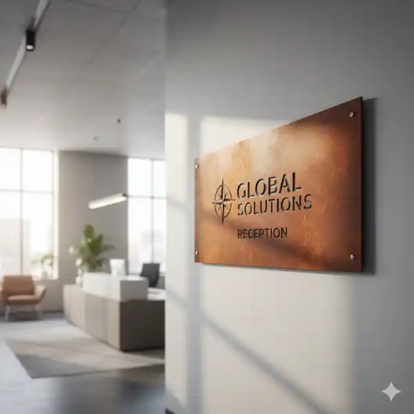 Letrero recepción acero corten