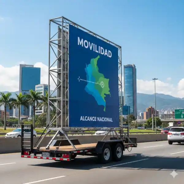 Valla móvil con remolque publicitaria