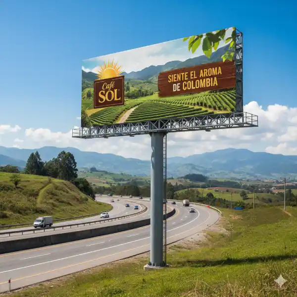 Valla publicitaria en carretera principal